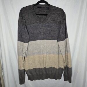 Sean John Men's 2XL V-Neck Color Block‎ 100% Cotton Sweater Classic Academia